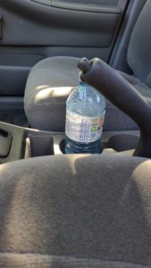 Water bottle in a car