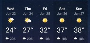 Weather forecast screenshot