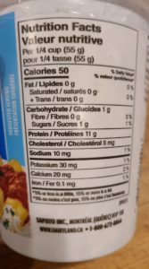 Dry cottage cheese nutrition label