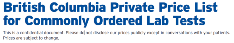 BC Private Price List header