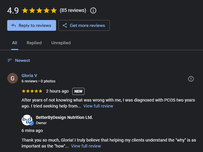 Google Review from Gloria V. May 20, 2026
